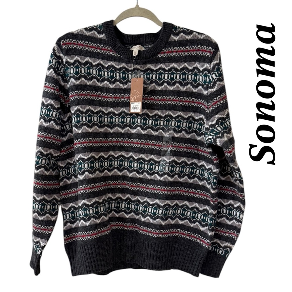 NEW with Tags Sonoma Fair Isle Crewneck Sweater Size M
